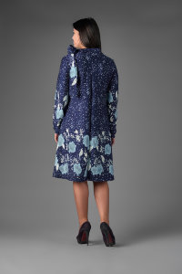 Платье П 766/1 (Купон Цветы на т-синем)