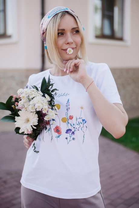Футболка Ф 279/2 (белый (полевые цветы)) 